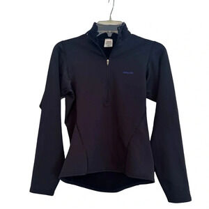 Patagonia Women's Athletic Half Zip Black Stretch Fleece Training Top